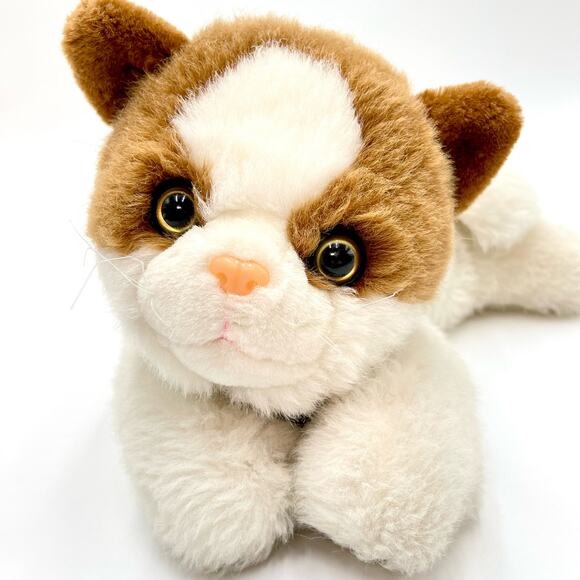 SKM Cat Plush Orange White Kitten Pink Nose Yellow Eyes Floppy Stuffed Vintage - Picture 1 of 9